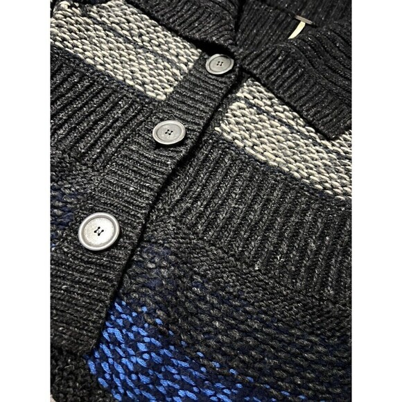 Free People Cowl V Neck Cardigan Sweater Gray Blue Lime Striped Size XS - Picture 4 of 9